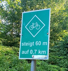 Wallonie 2026, Saarlandradweg, Steigungshinweis