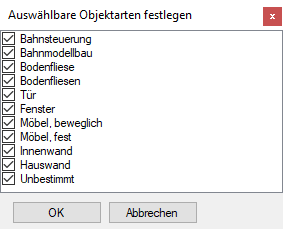 Auswhlbare Objektarten